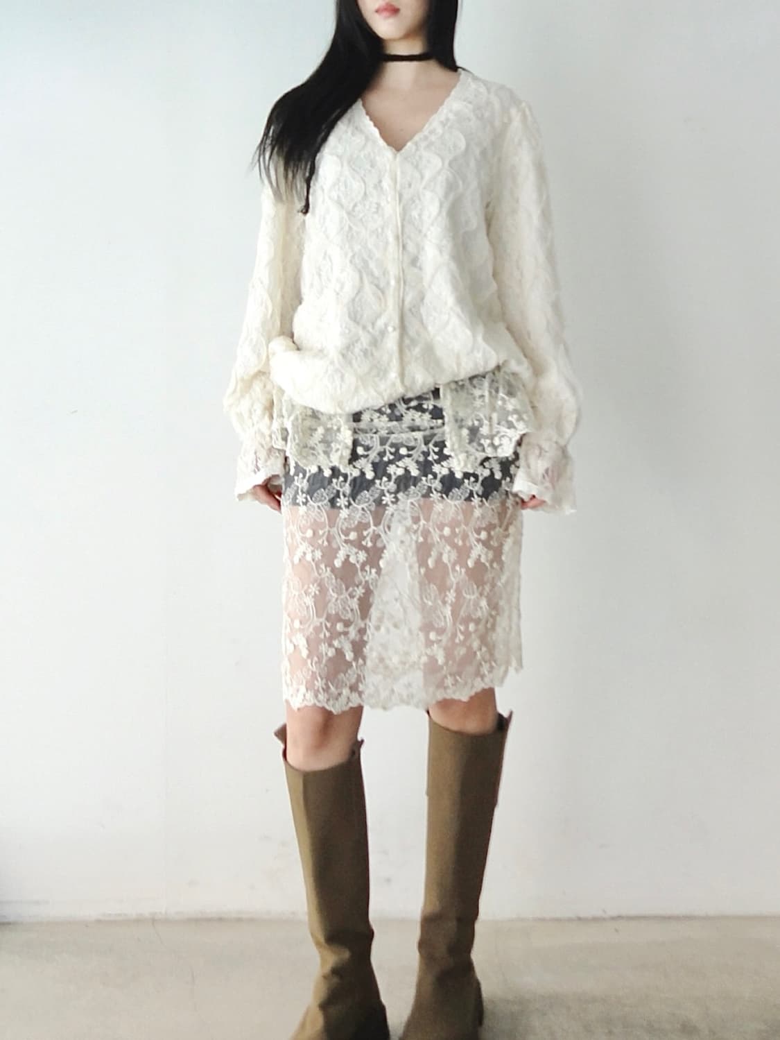 Lace whisper blouse / white 상품이미지4