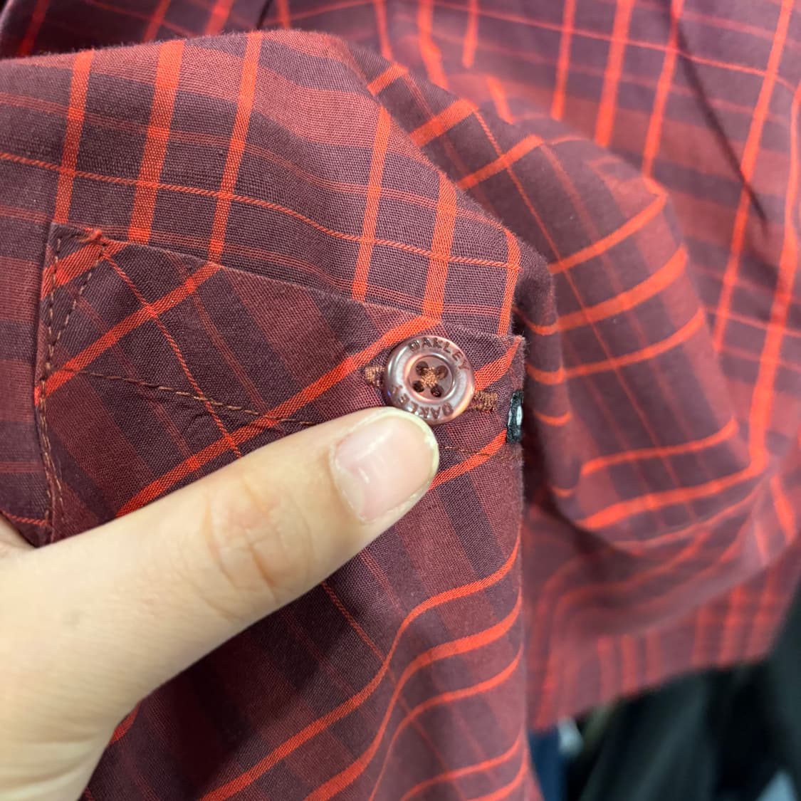 오클리 레드 체크 반팔 셔츠 상품이미지3