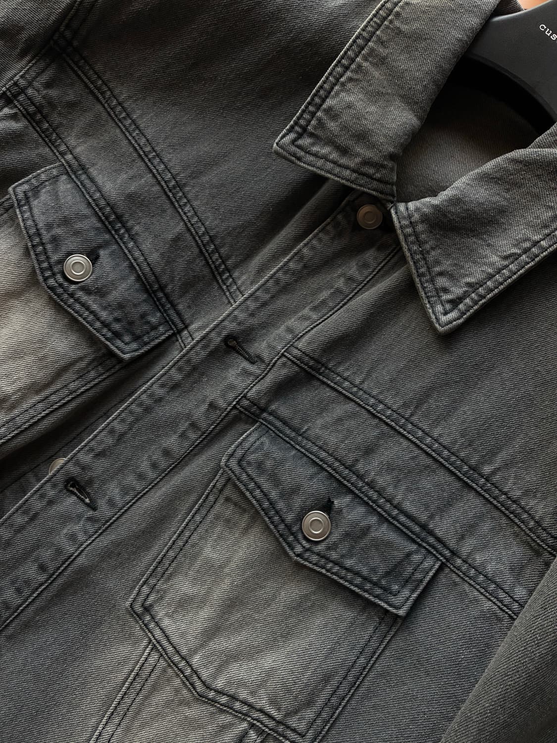 (L) 알리스 오블리크 브러쉬드 워싱 데님 자켓 [빈티지그레이] 상품이미지9