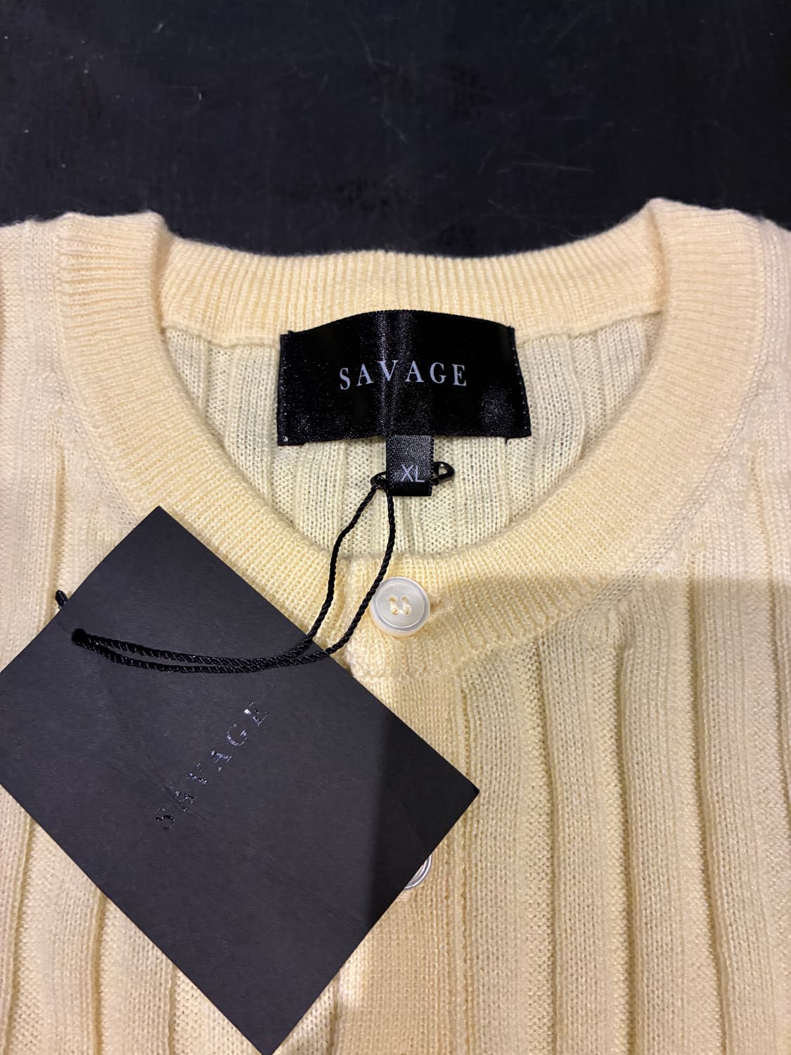 XL) SAVAGE 세비지 울 니트 헨리넥 옐로우 상품이미지2