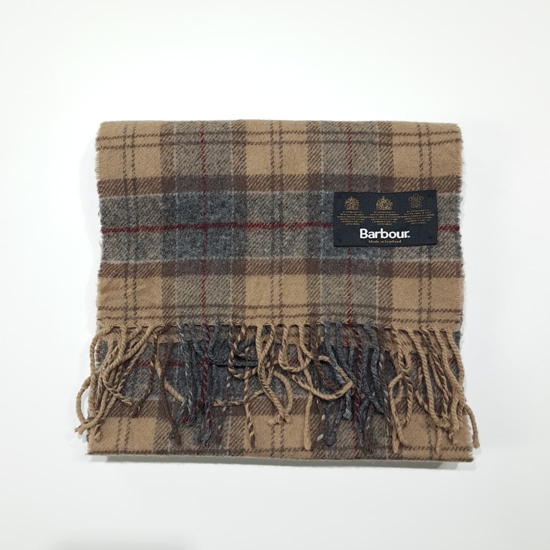 MX620 바버 90s 스코틀랜드판 램스울 클래식타탄 베이지 머플러 목 상품이미지6