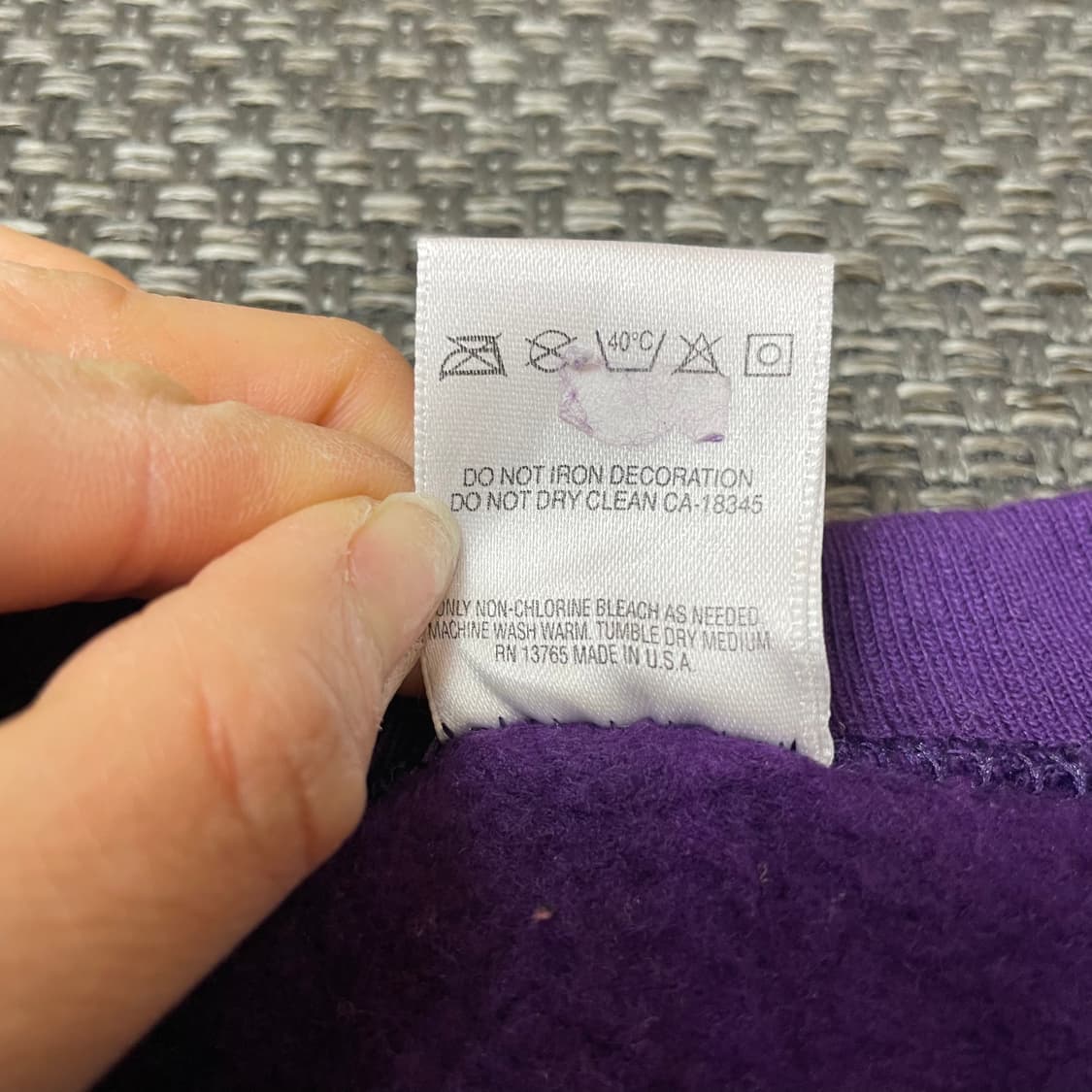 프룻오브더룸 퍼플 기모 맨투맨 M 상품이미지6