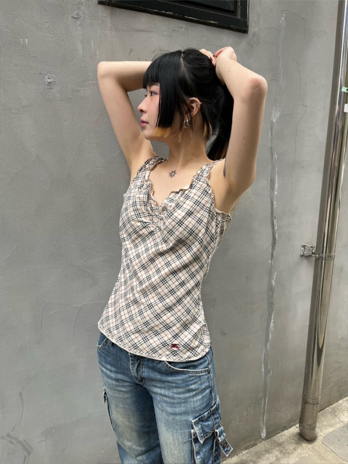 버버리 체크 슬리브리스  상품이미지3