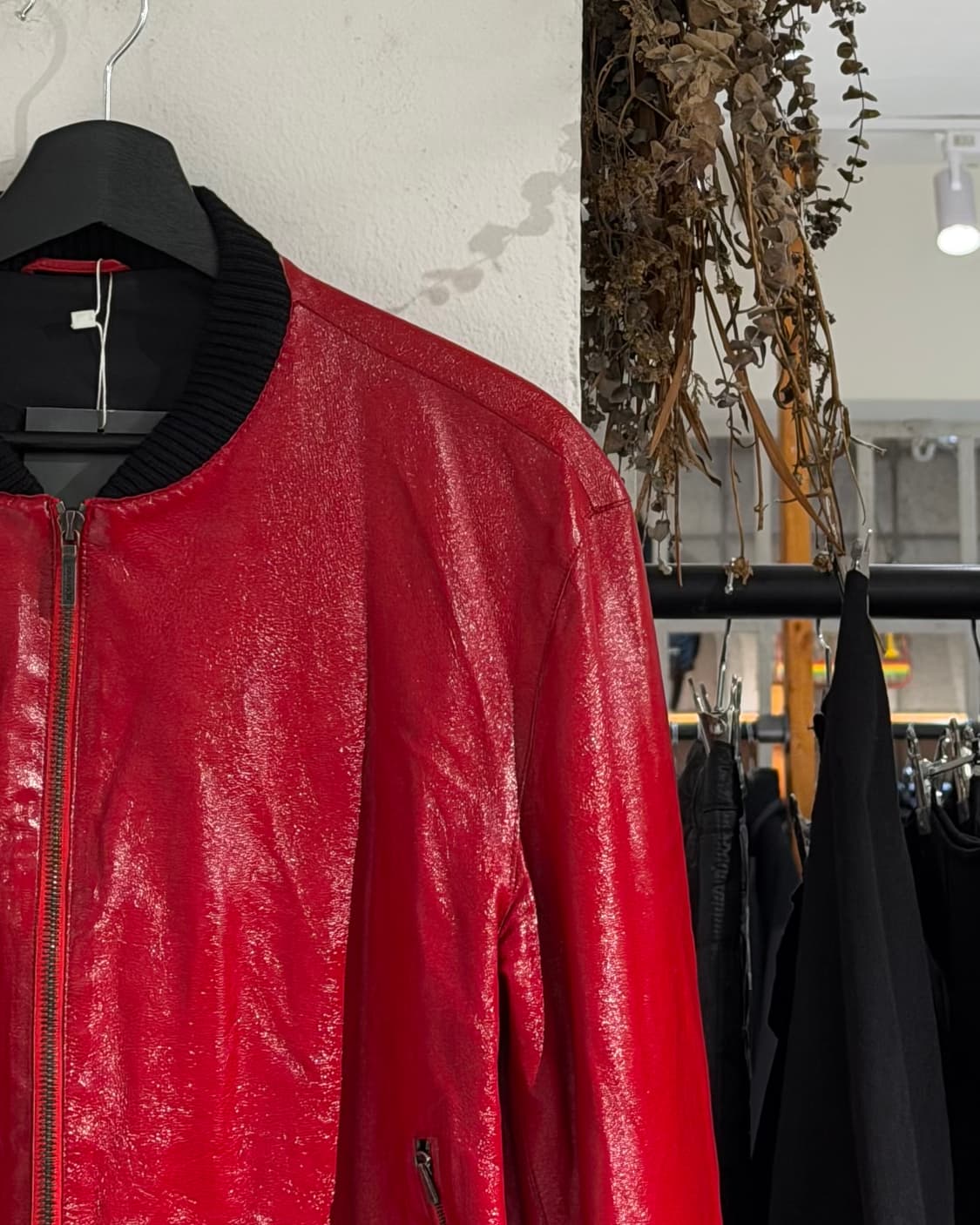 질샌더 레드 레더 봄버 자켓 상품이미지3