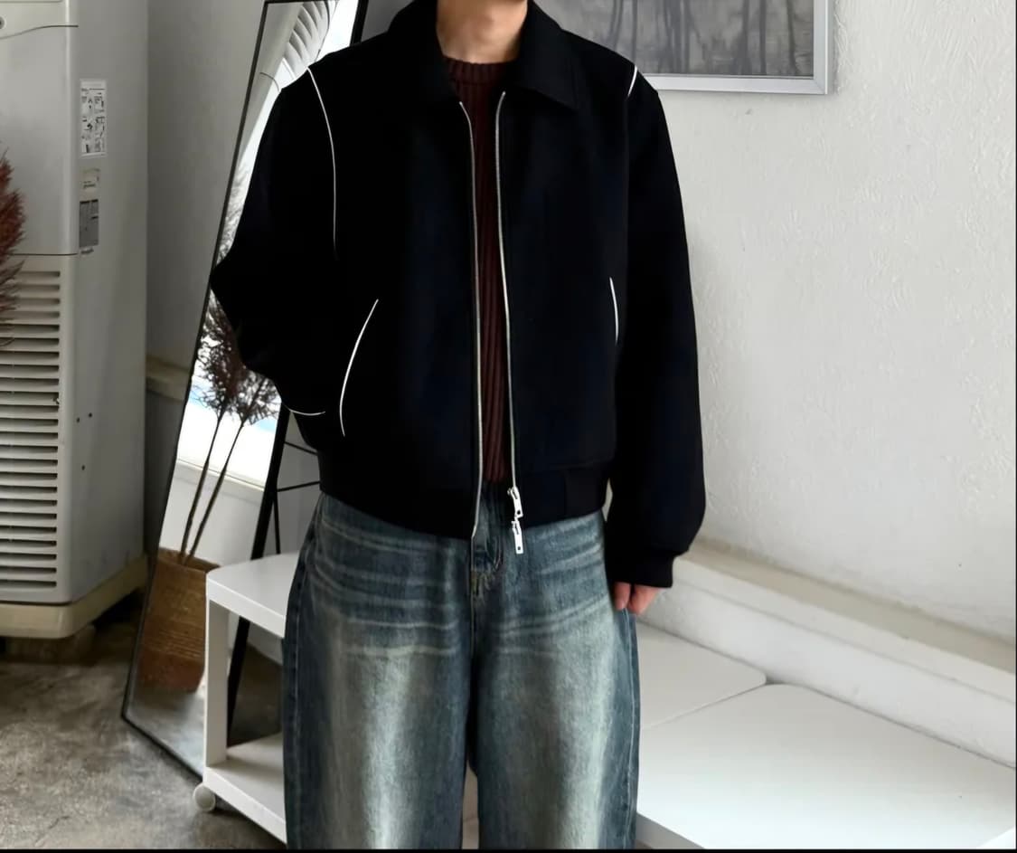 키뮤어 바시티 울 2way 자켓 M 블랙 상품이미지4