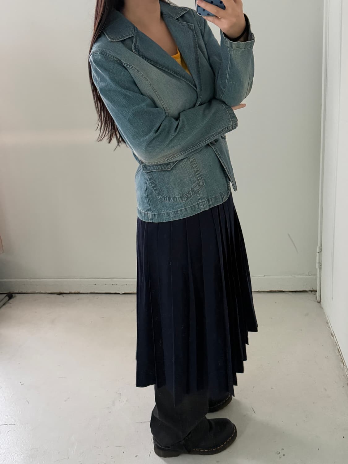 일본빈티지 연청 데님 블레이저 자켓 상품이미지3