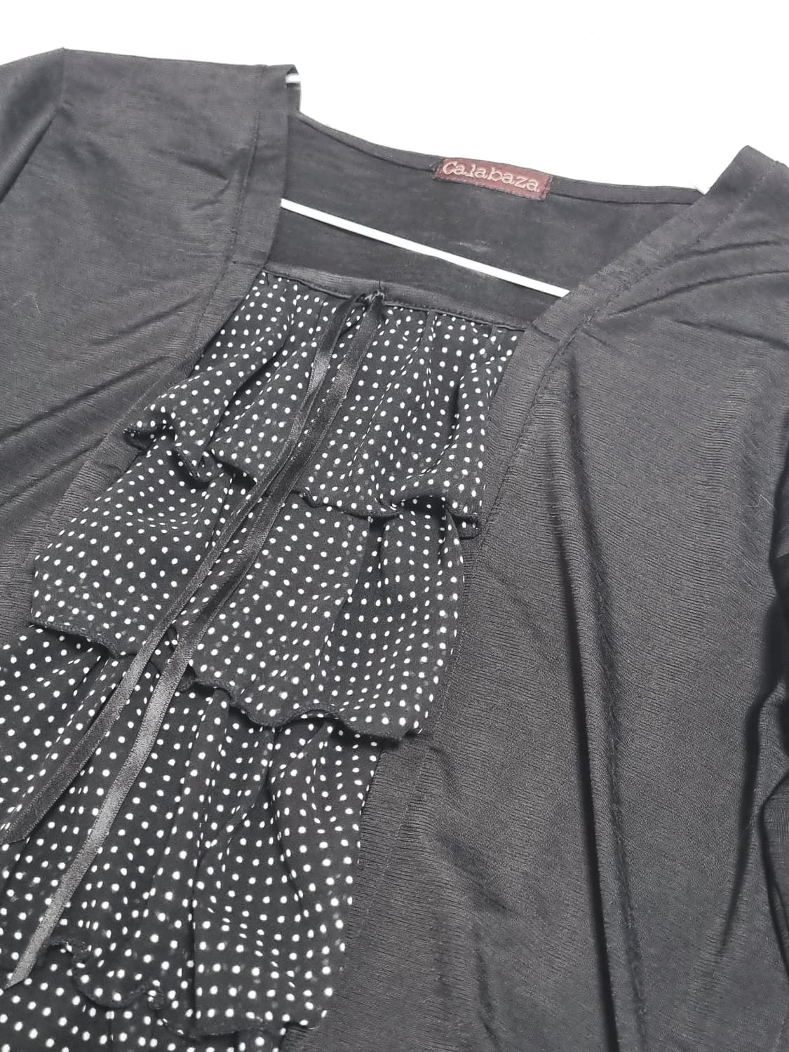 일본 빈티지 Calabaza 블랙 도트 프릴 블라우스 모리걸 모리룩 상품이미지4