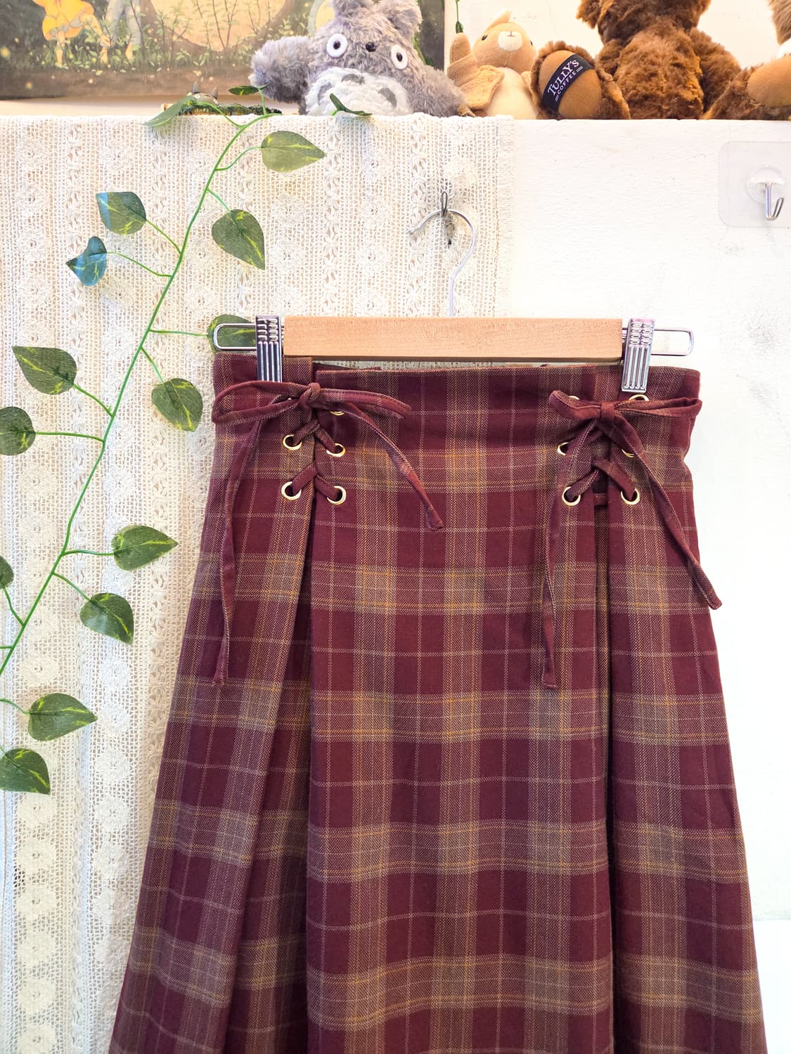 axes femme 버건디 체크 스커트 상품이미지2