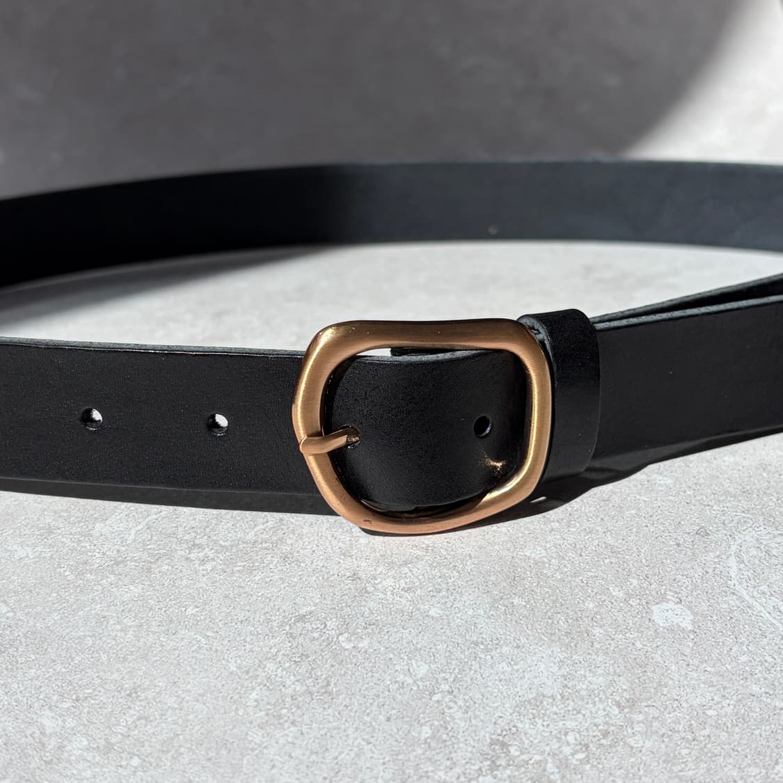 Oribell 커브드 24k 골드플레이트 버클 볼드 베지터블 소가죽 벨트 상품이미지5