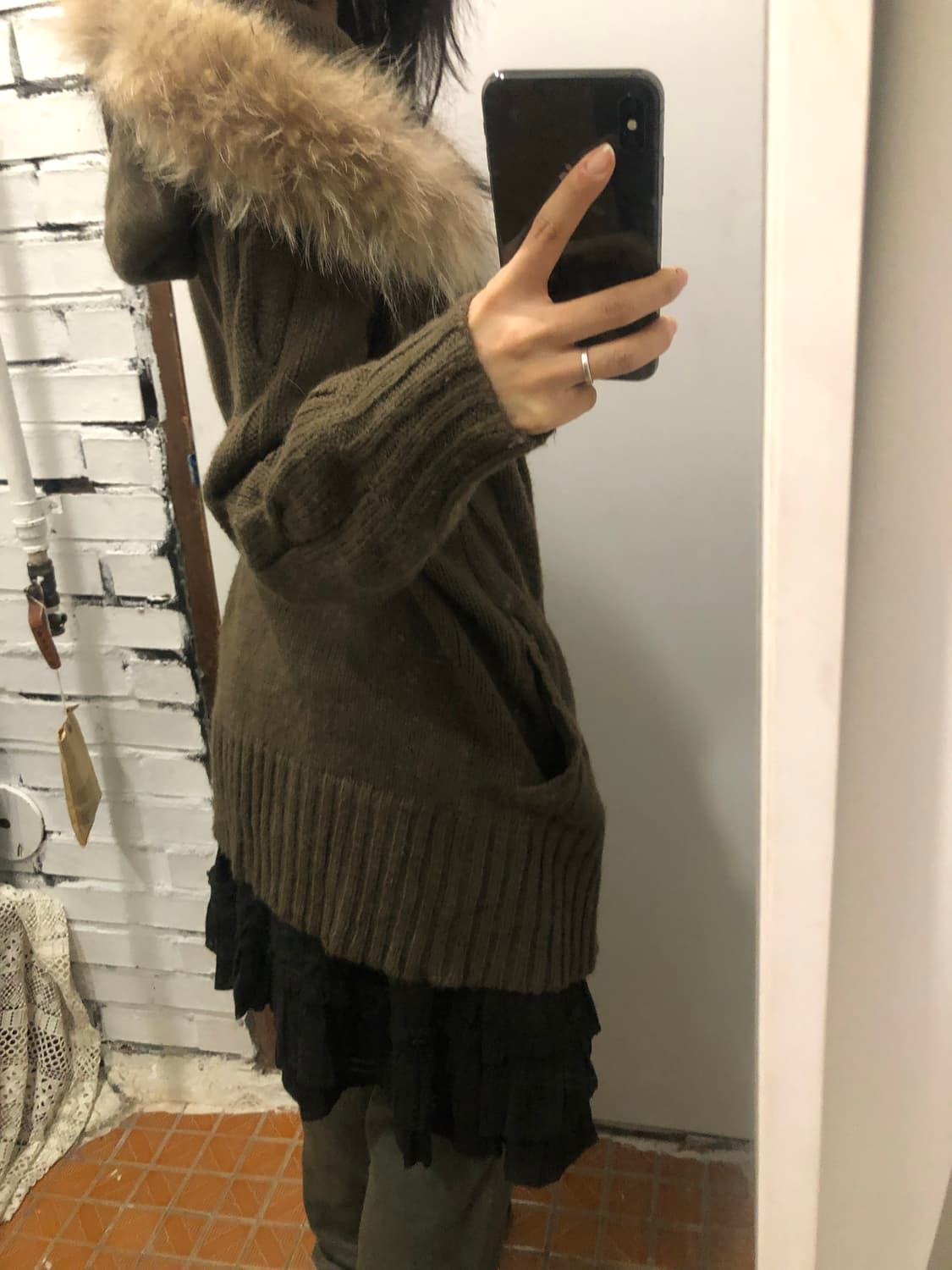 후드 퍼 니트 집업 상품이미지1