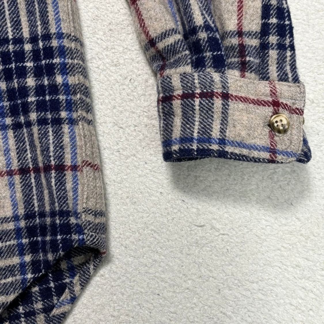 BUDWEISER 폴란넬 체크 셔츠 베이지 네이비 L 상품이미지3