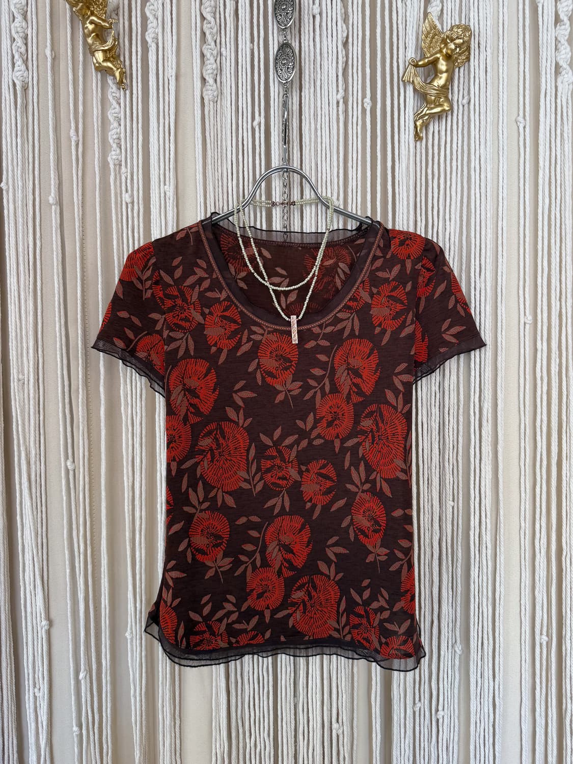 Floral Ruffled Beaded Top 0019 상품이미지8