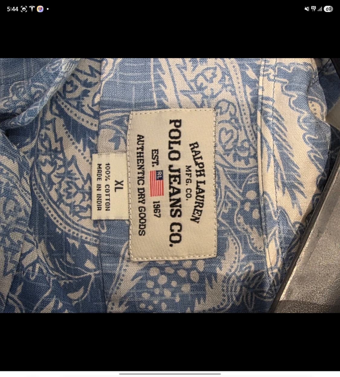 ​폴로 진스 코(Polo Jeans Co.) 인디고 페이즐리 셔츠 상품이미지3