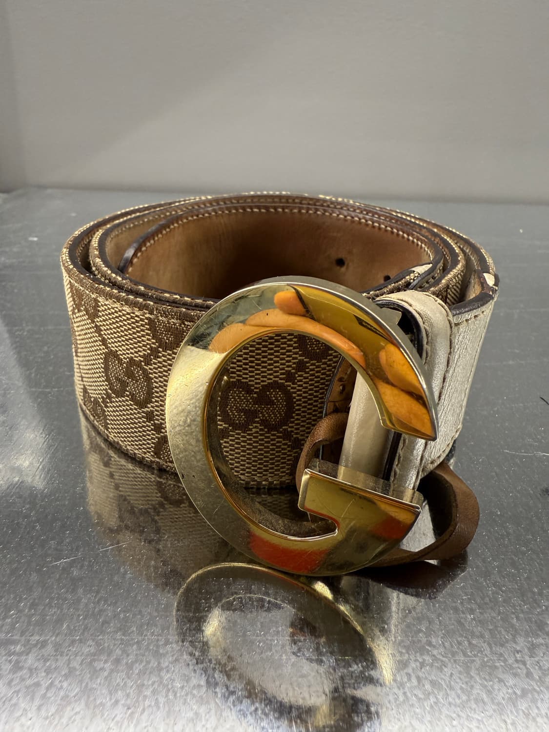 구찌 정품 GG 로고 화이트 벨트 상품이미지2