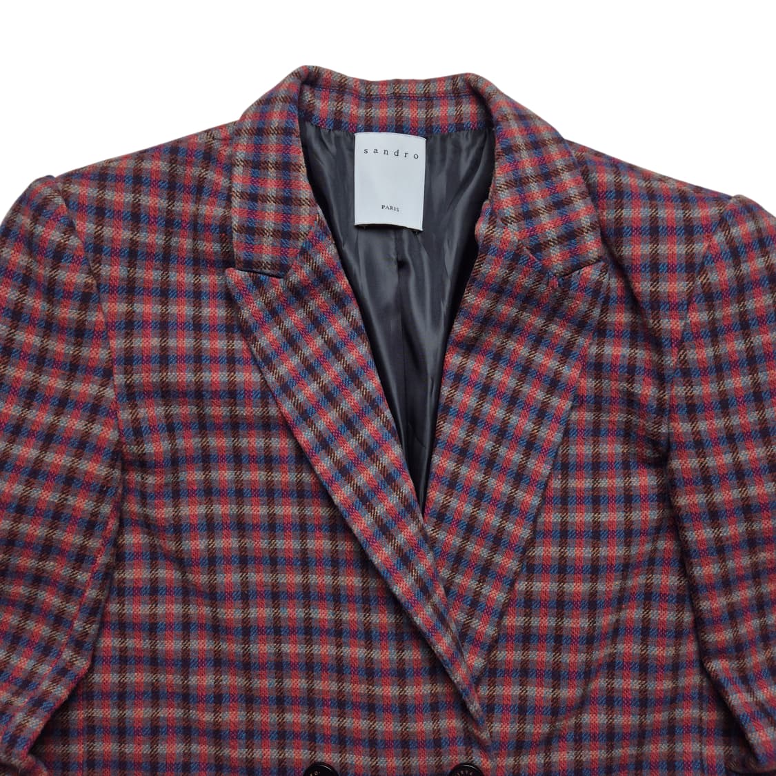 [M] 산드로 더블 브레스트 체크 블레이저 자켓 상품이미지3