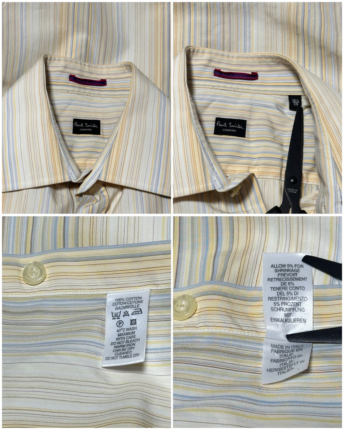 폴스미스 바코드 스트라이프셔츠 15 1/2 옐로우 상품이미지6