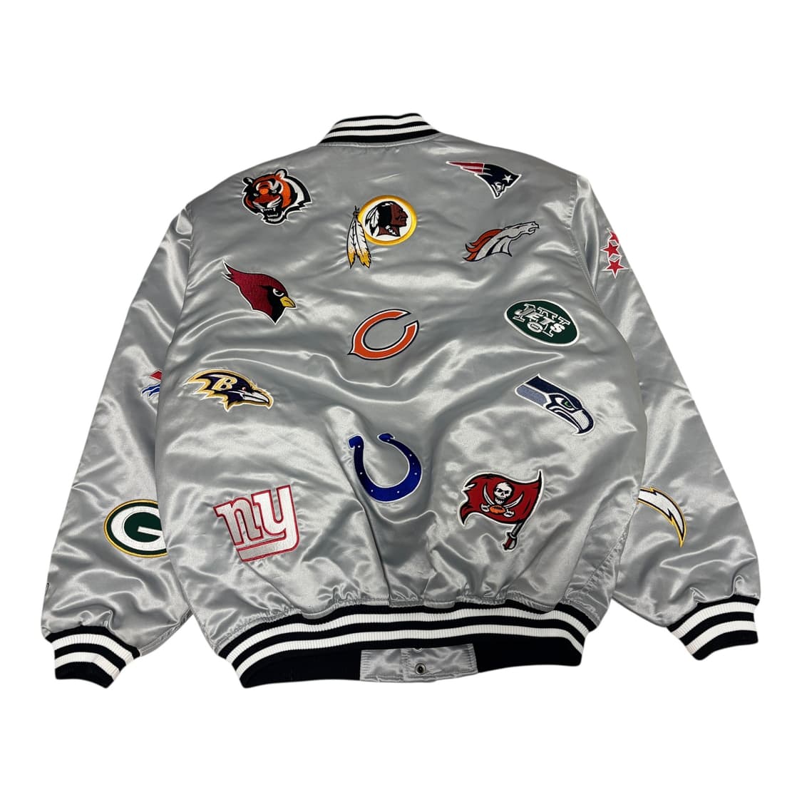 리복 NFL 올 오버 팀 로고 자수 새틴 봄버 자켓 상품이미지2