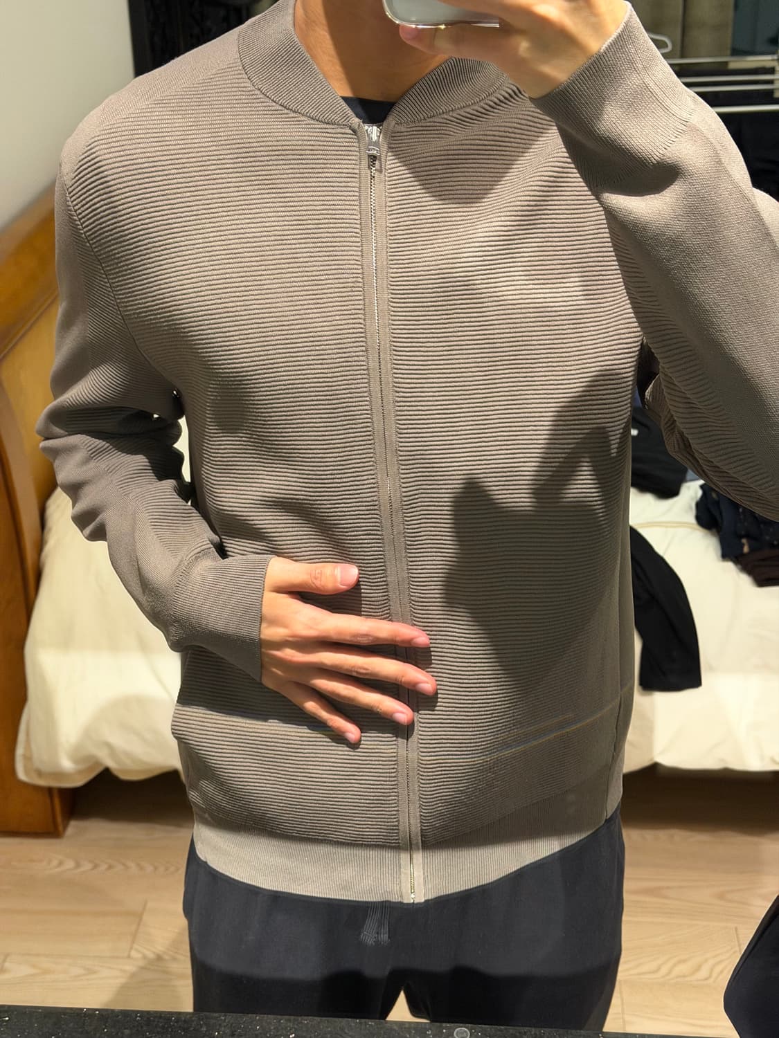 Cos 니티드 보머 자켓 머쉬룸 s 상품이미지2