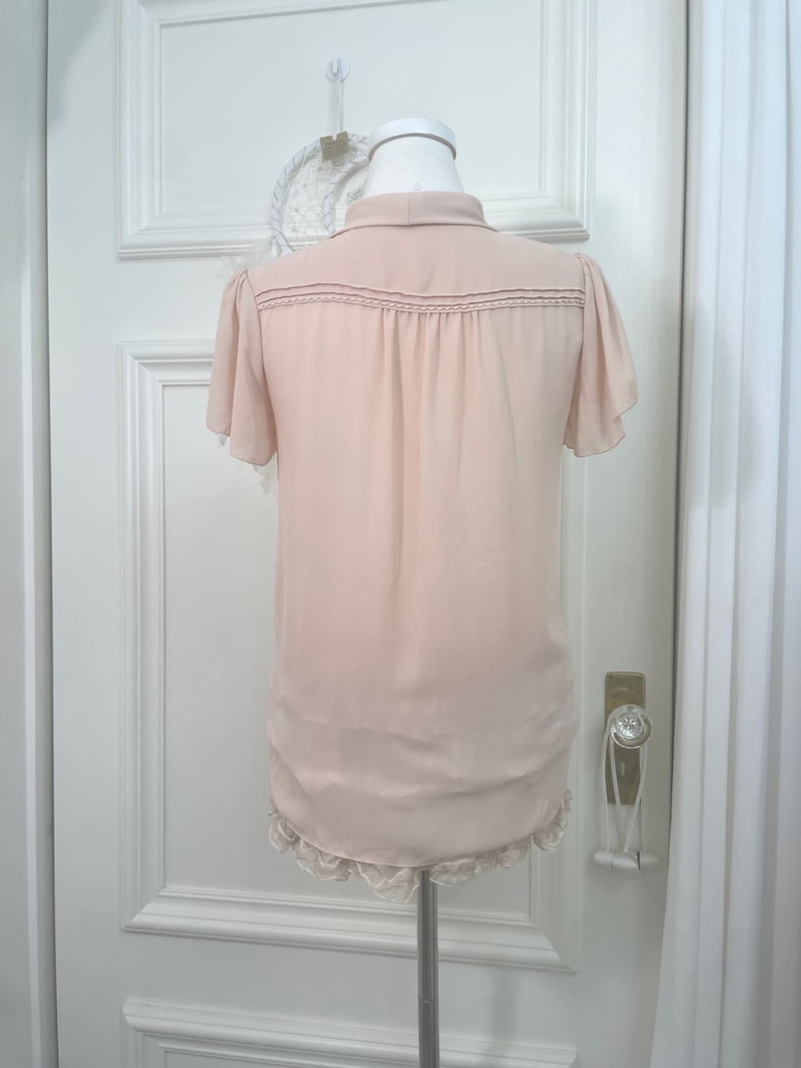 plum cream bow lovely blouse(size-2) 상품이미지3