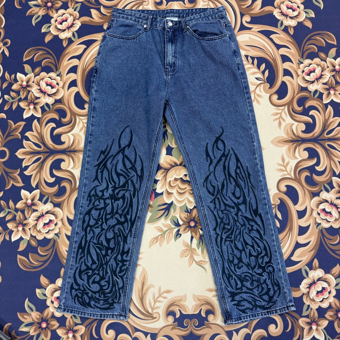 (L)노메뉴얼 NOMANUAL 엠브로이드 데님팬츠 상품이미지1