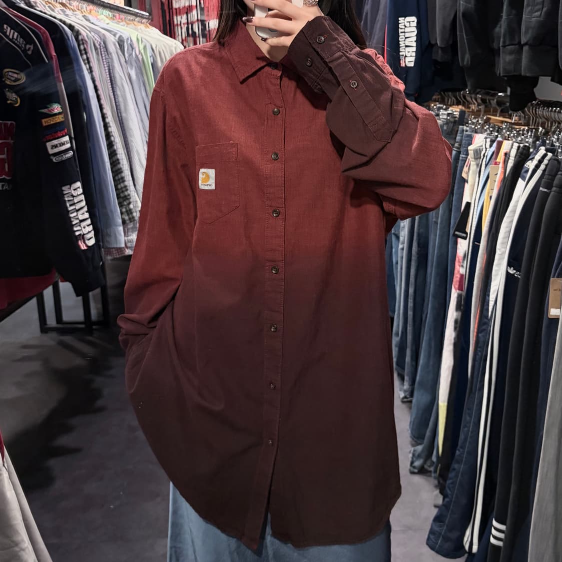 [IM] Carhartt 칼하트 긴팔 셔츠 버건디 상품이미지1