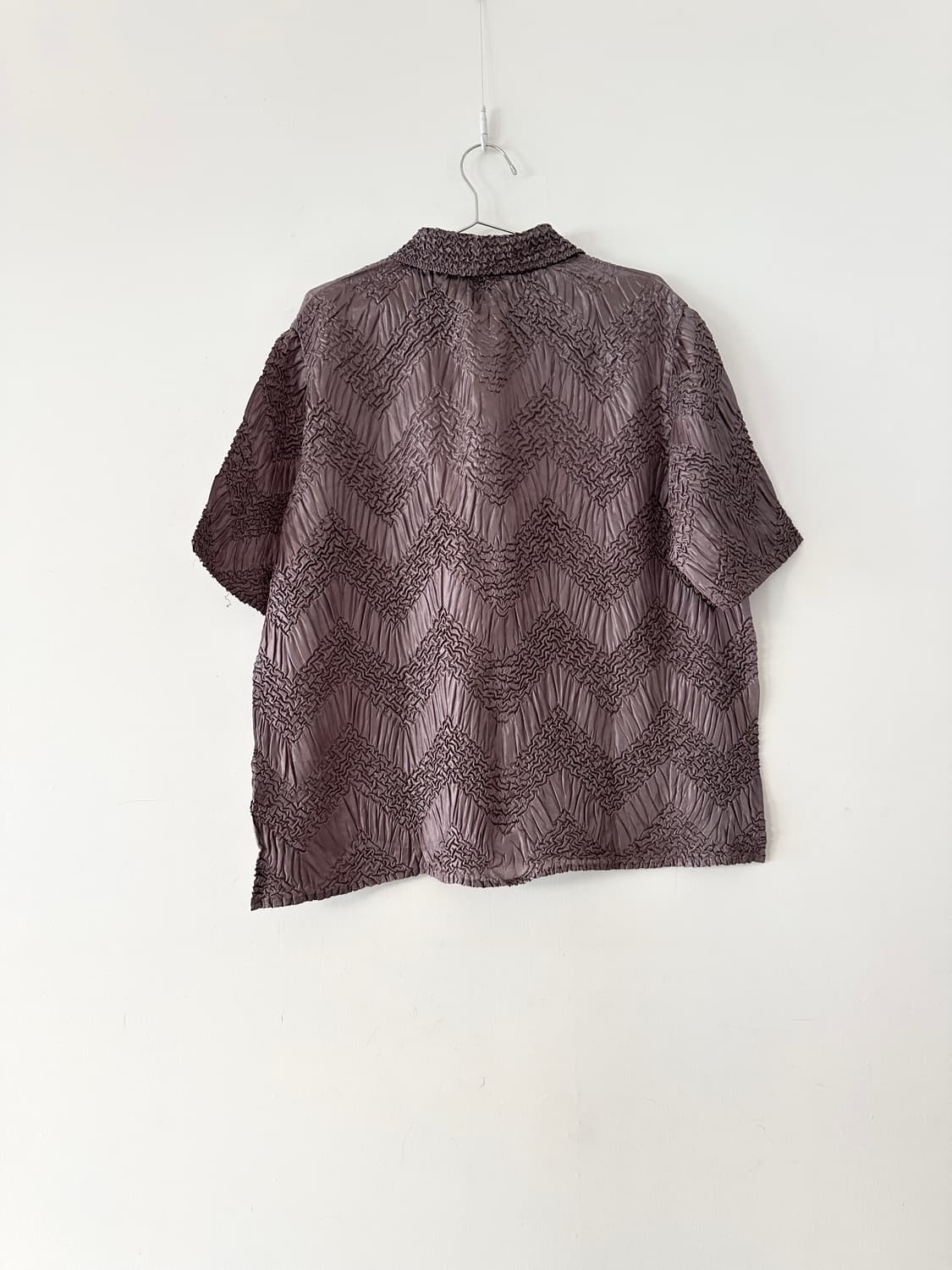 Jacquard pleats pk shirt / brown 상품이미지4