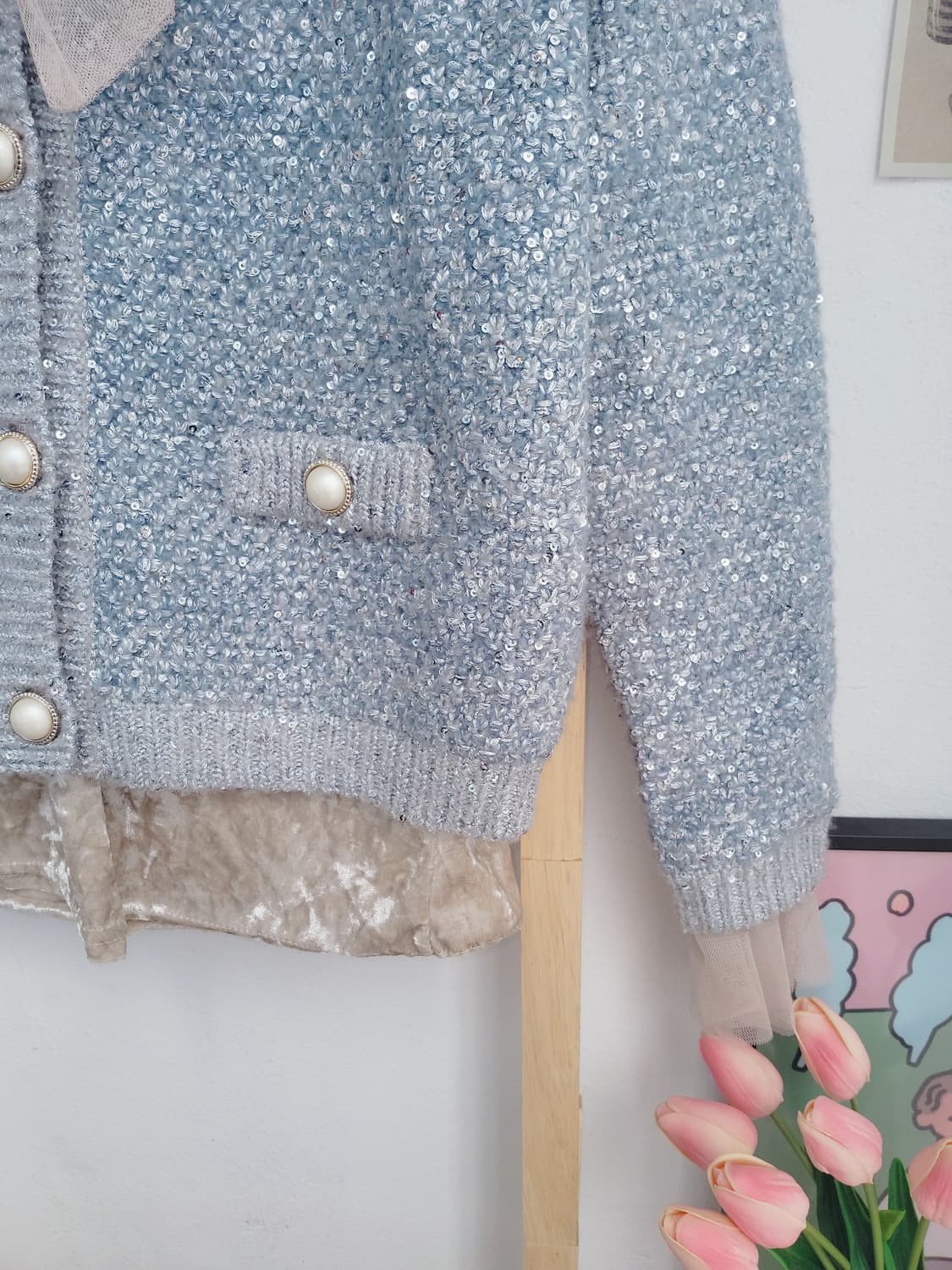마리끌레르 스팽글 트위드 가디건 상품이미지5