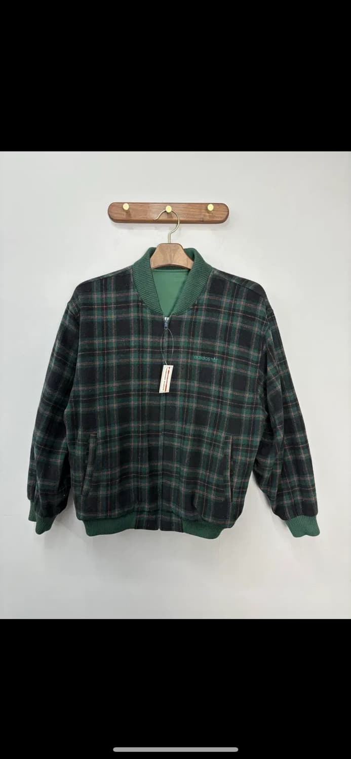 아디다스 빈티지 그린 체크 리버시블 자켓 H1709 상품이미지2