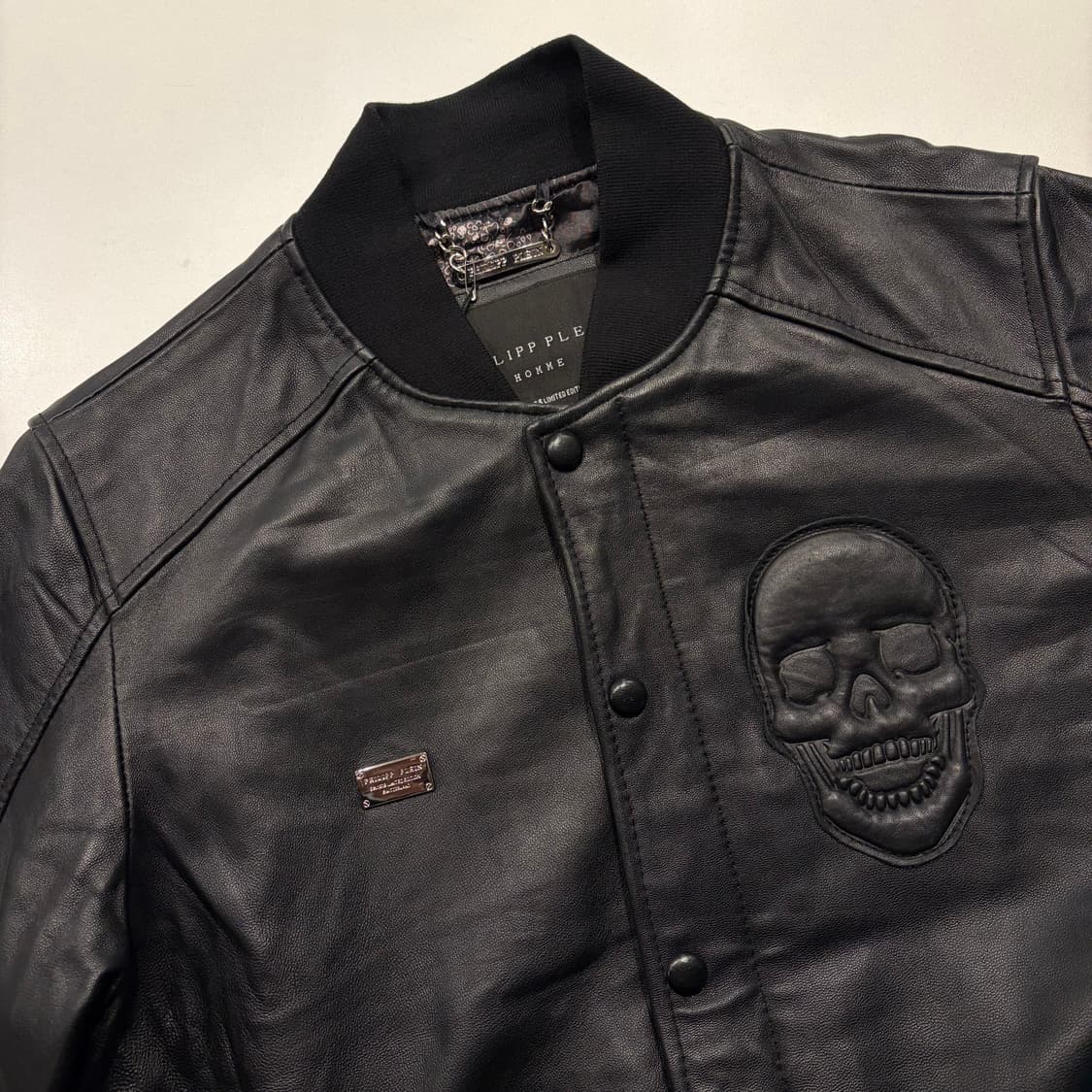 [L] 필립플레인 해골 램스킨 가죽 봄버 자켓 C659 상품이미지3