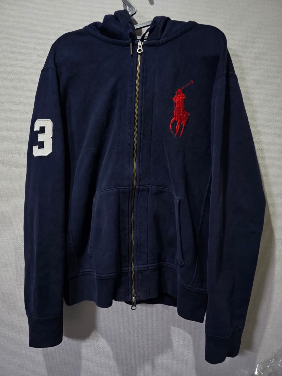 폴로 빅포니 네이비 체크 후드집업 95 / M 상품이미지1