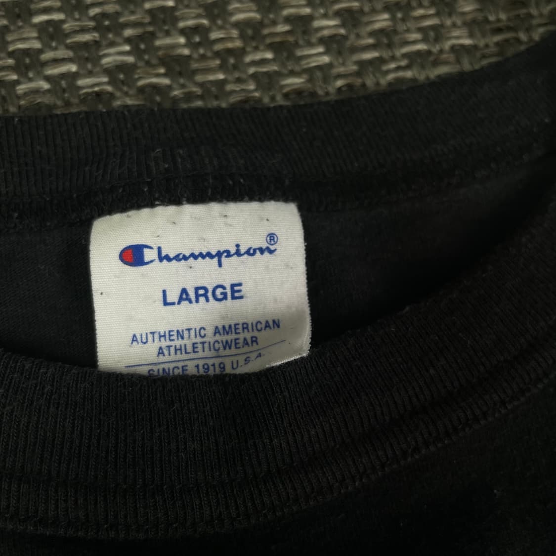 챔피온 블랙 로고 스케치 반팔 티셔츠 L 상품이미지4