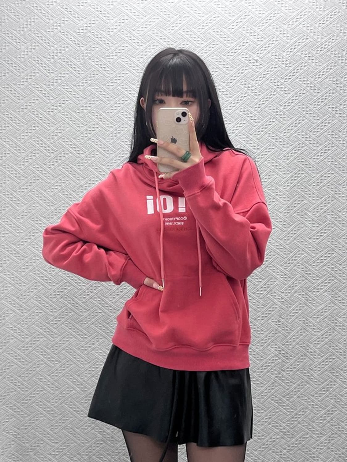 오아이오아이 빈티지 Y2K 코랄핑크 후드티 S C09918 상품이미지1