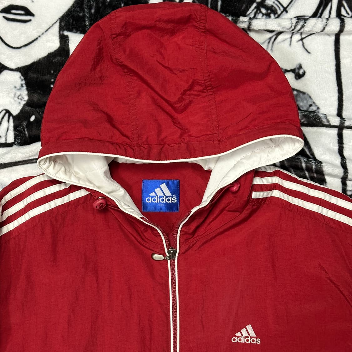올드스쿨 아디다스 삼선 바람막이 자켓 버건디 상품이미지3