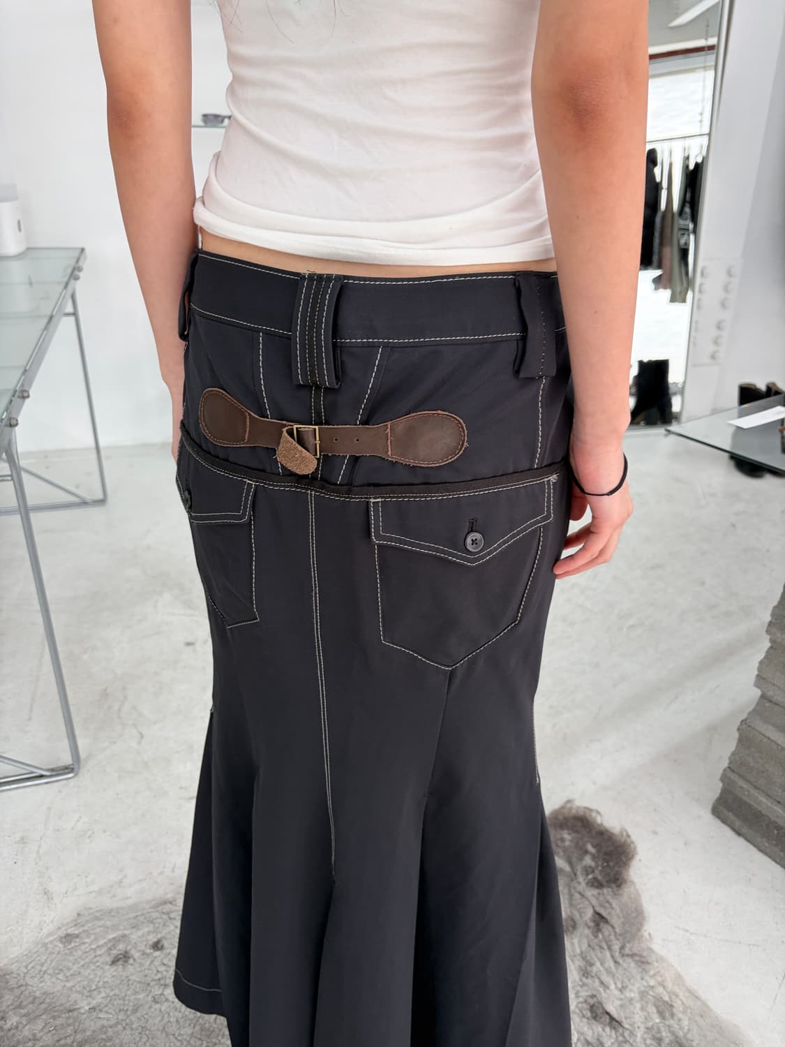 저버드 스티칭 플레어 스커트 상품이미지5