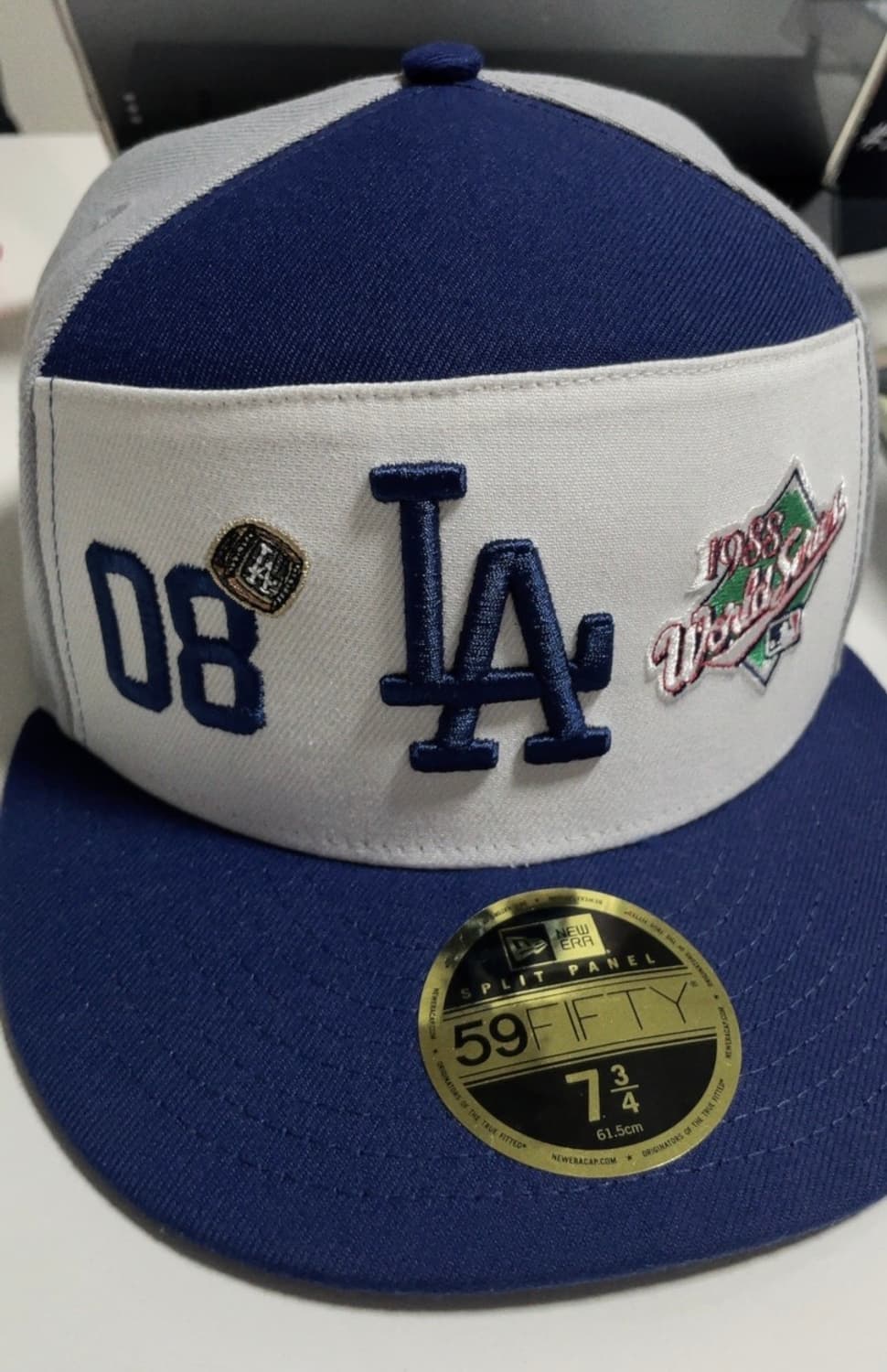 MLB LA 다저스 스크립트 스플릿 패널 피티드캡 화이트/다크 로얄 상품이미지2
