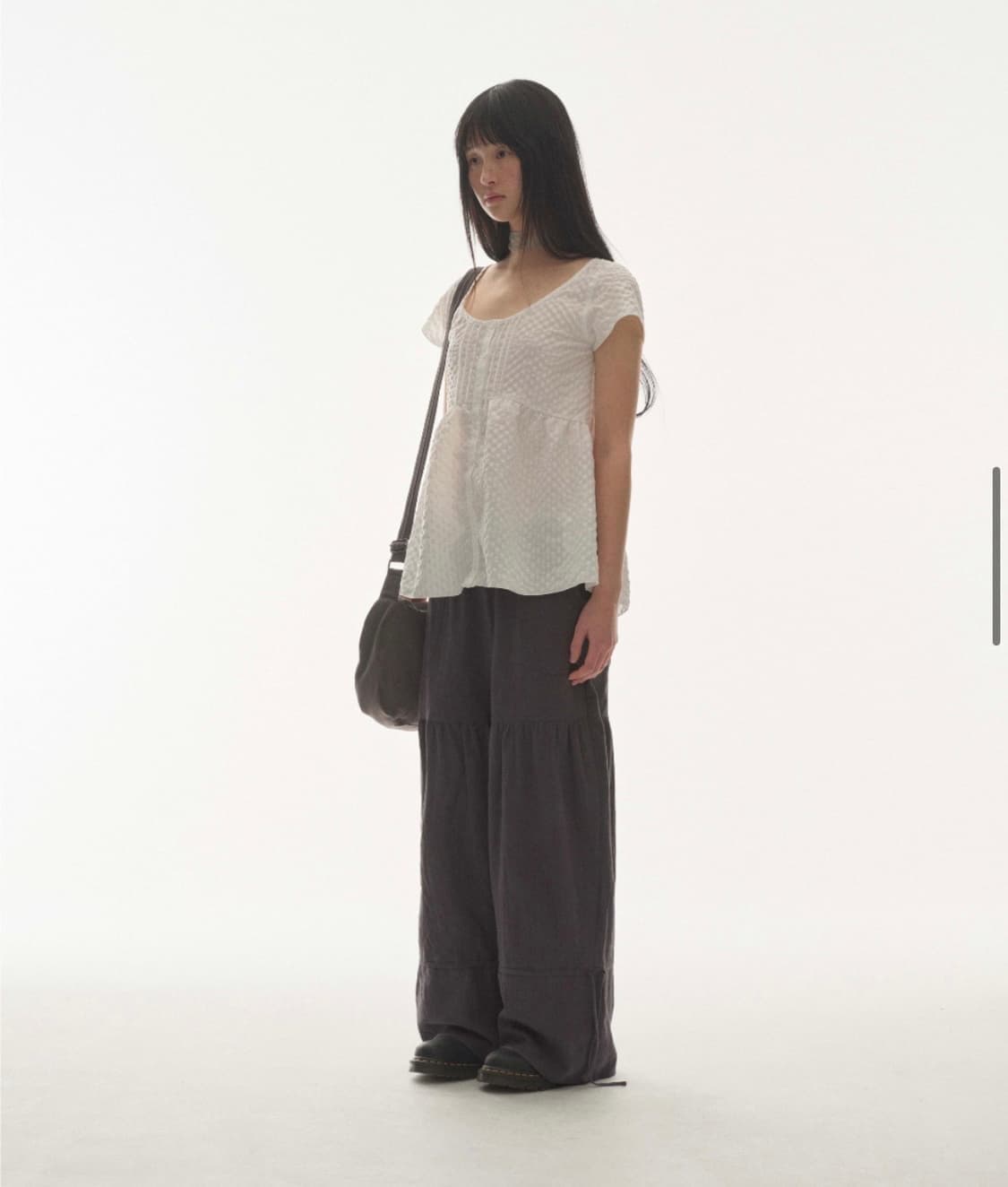 코이세이오 셔링 러프 팬츠 네이비 상품이미지2