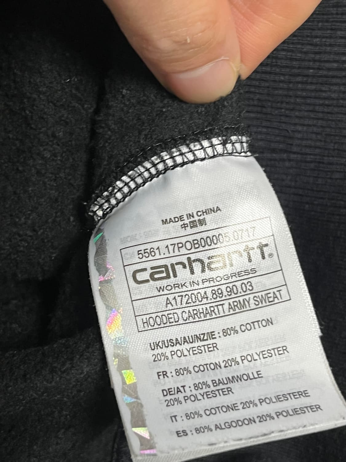 칼하트 WIP 후드티 블랙 M 상품이미지4