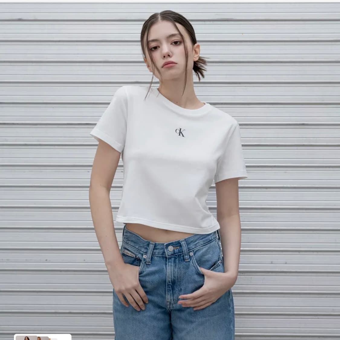 [새상품 택o] 슬림핏 베이비 크롭 티 (화이트) 상품이미지1