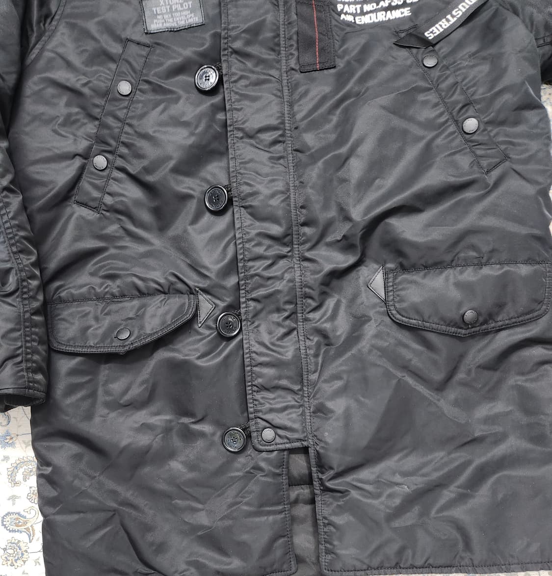 X TONZ 블랙 N3B 야상 후드 퍼 자켓 M 상품이미지4