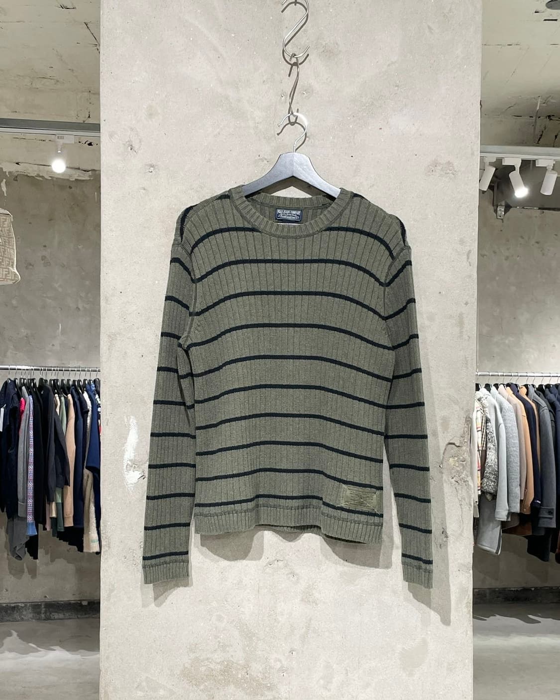 폴로 진스 카키 스트라이프 크루넥 니트 상품이미지1