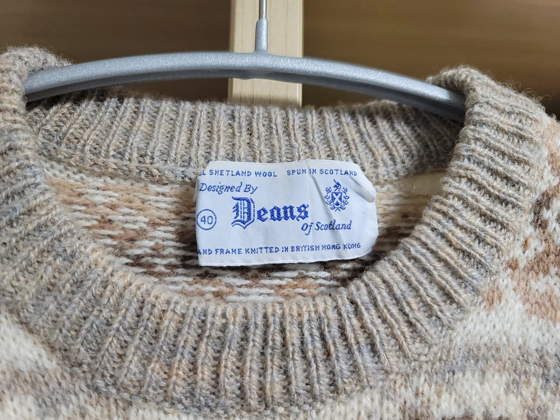 빈티지 스코틀랜드 페어아일 울 니트 베이지 브라운 라벤더 상품이미지2