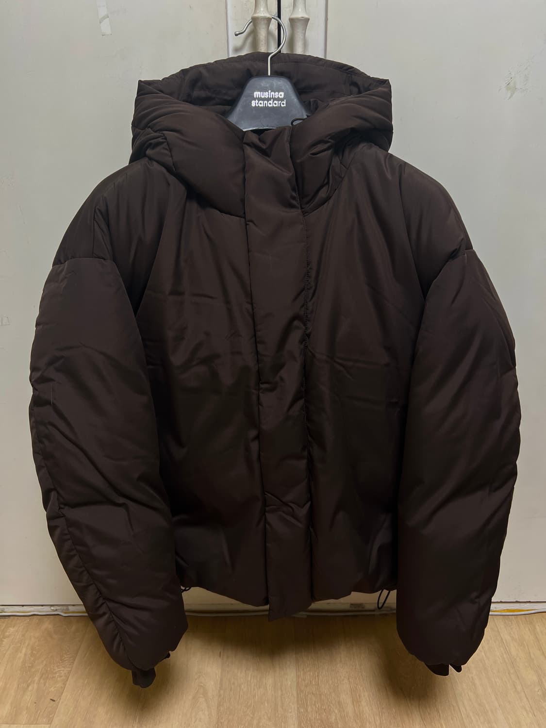 [M] 드로우핏 미니멀 후론 후드 다운 자켓 체스트넛 브라운 상품이미지2