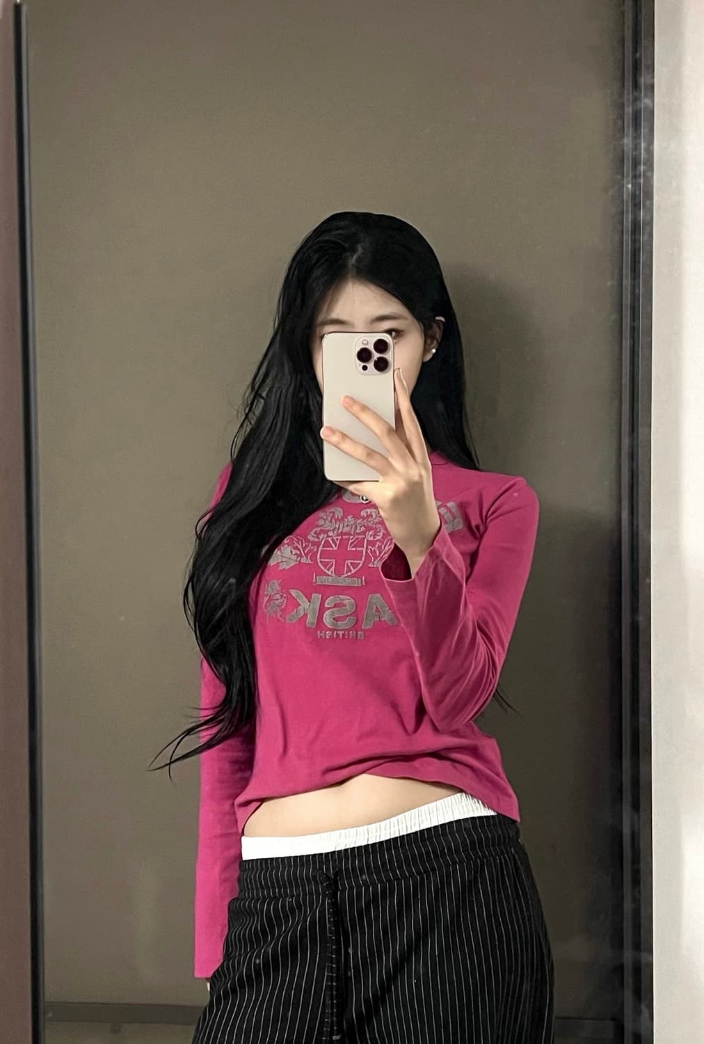 Japanese Vintage ASK 클래식 엠블럼 로즈 슬림 슬리브 상품이미지1