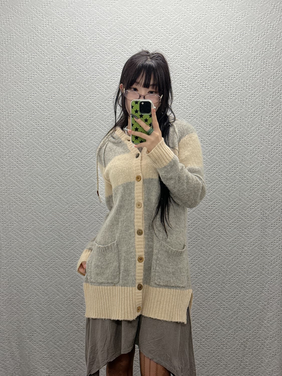 빈티지 모리 여리핏 롱 후드 버튼 니트 가디건 K0002 상품이미지2