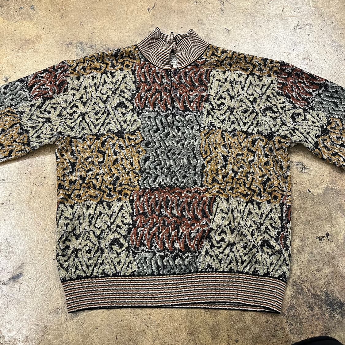 [정품/L] 빈티지 패턴 하프넥 니트 스웨터 b16 상품이미지2