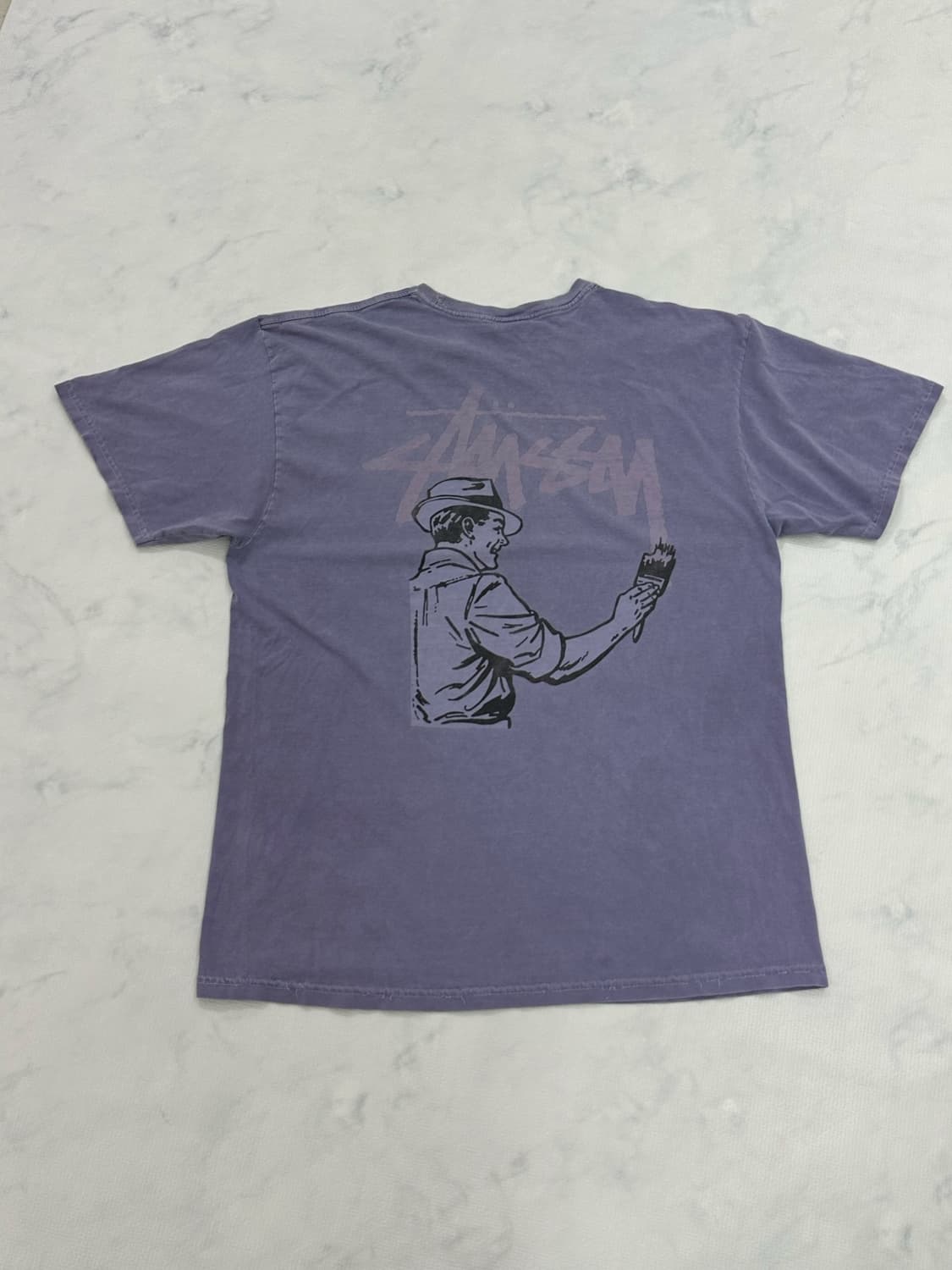 스투시(Stussy) 빈티지 퍼플 페인터 그래픽 반팔 티셔츠 (L) 상품이미지1
