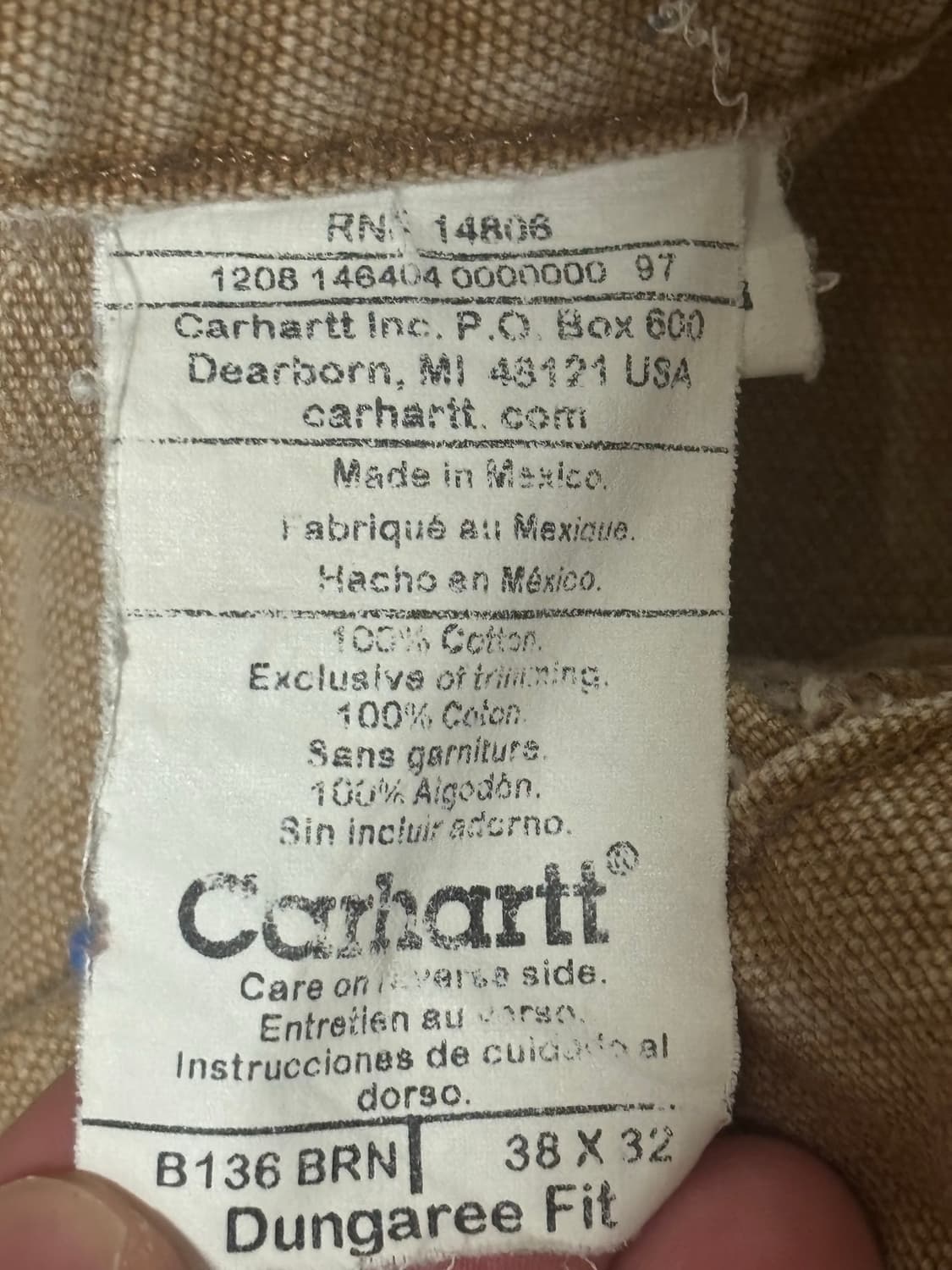 칼하트 더블니 던가리 핏 38X32 멕시코 상품이미지6