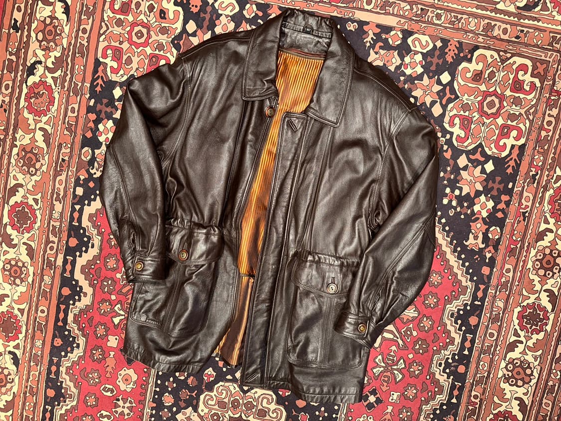 ( L-XL ) 가죽자켓 레더자켓 가죽카코트 가죽롱자켓 가죽롱 밀리터리 상품이미지1