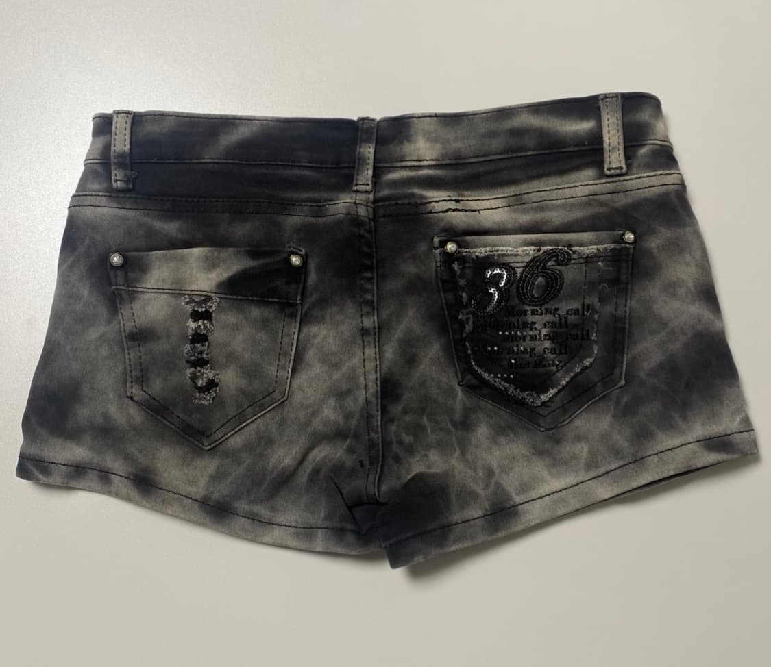 빈티지 반바지 숏츠 흑청 큐빅 상품이미지4