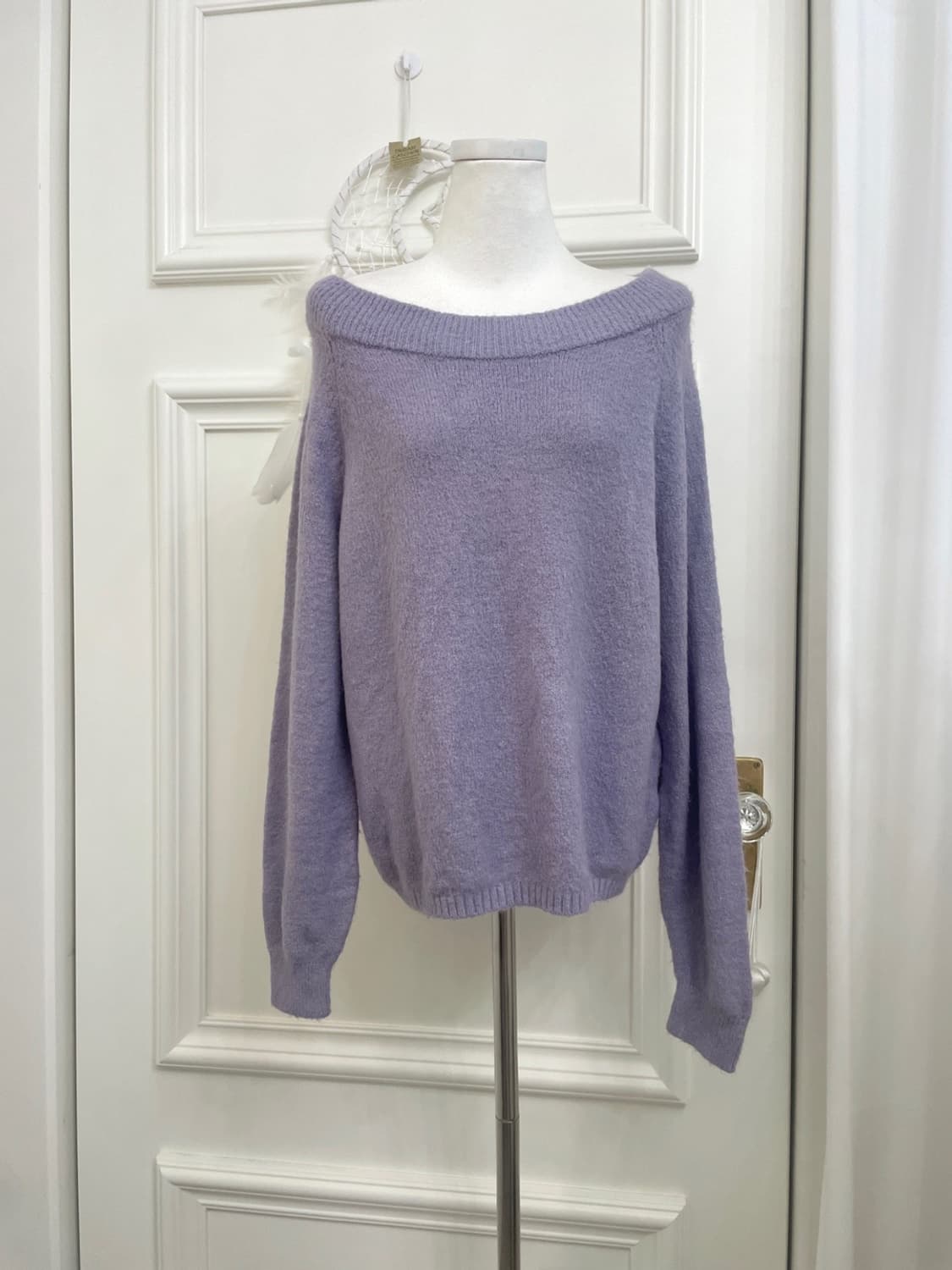 purple off-shoulder basic sweater 상품이미지1